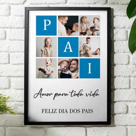 Quadro Decorativo Com Foto e Frase Dia Dos Pais