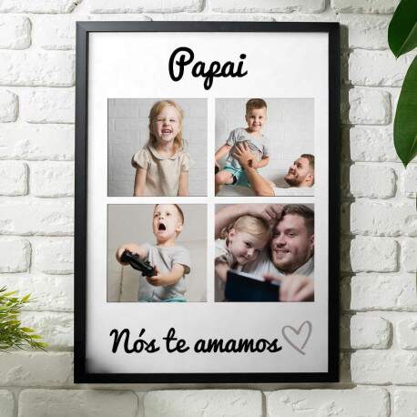 Quadro Decorativo Com Fotos e Frase Dia Dos Pais