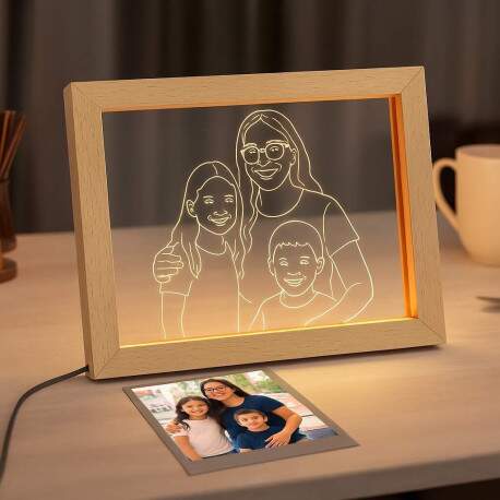 Luminria Personalizada com Sua Foto Desenhada Quadro de Led