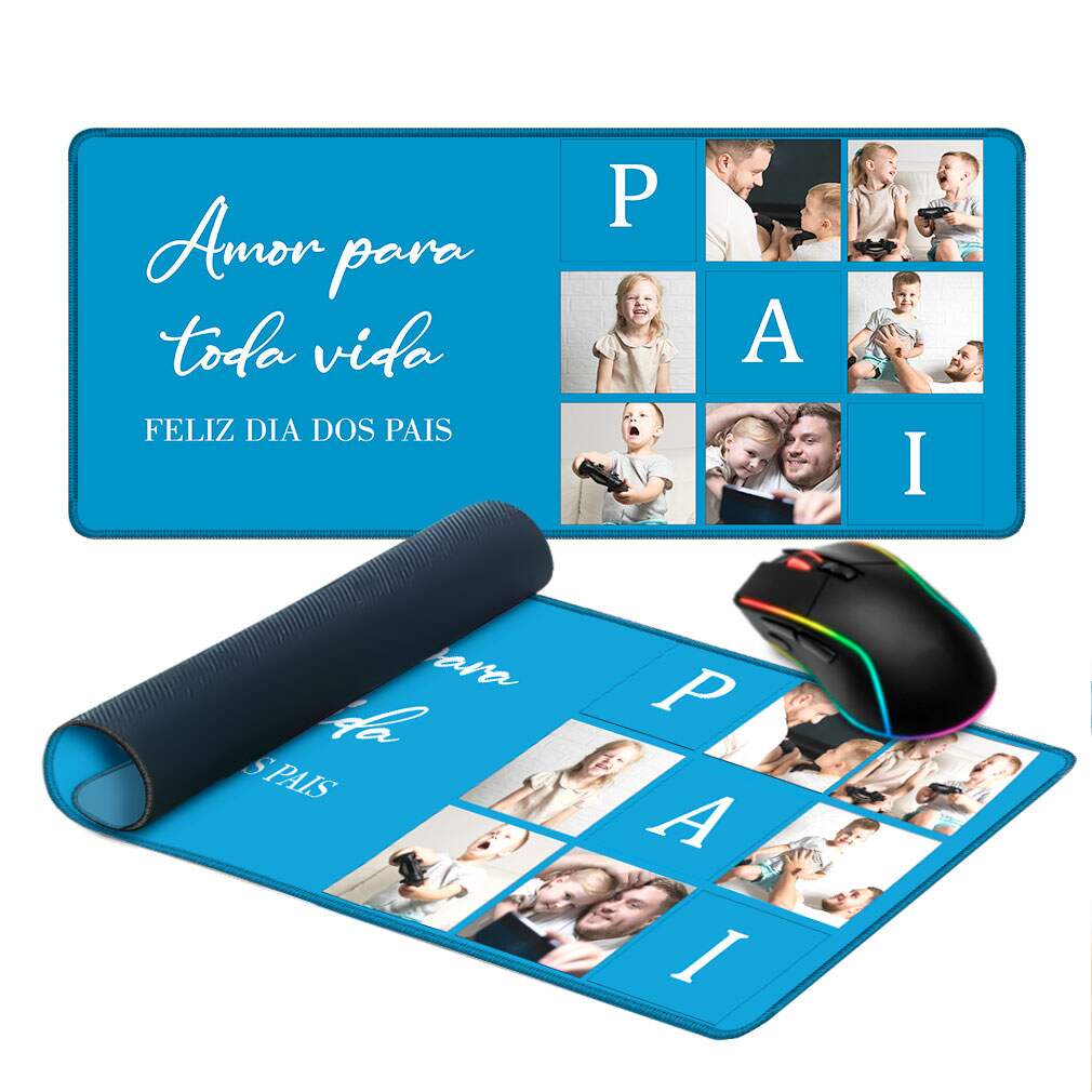 Mouse Pad Personalizado Dia dos Pais com Fotos