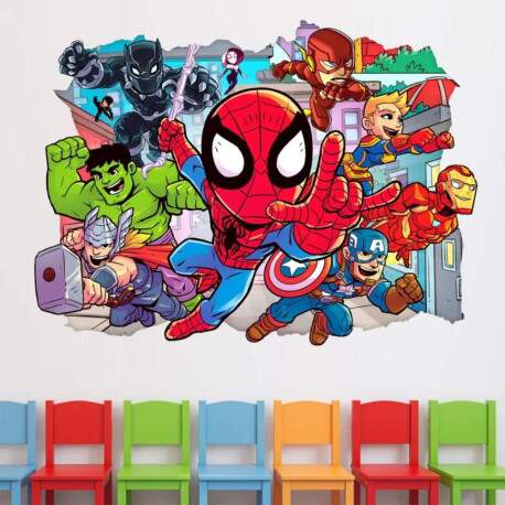 Adesivo de Parede Infantil de Heris Coloridos