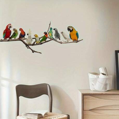 Adesivo de Parede Natureza Pssaros em Galho