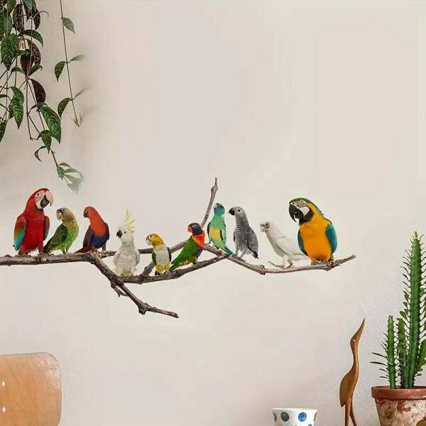 Adesivo de Parede Natureza Pssaros em Galho