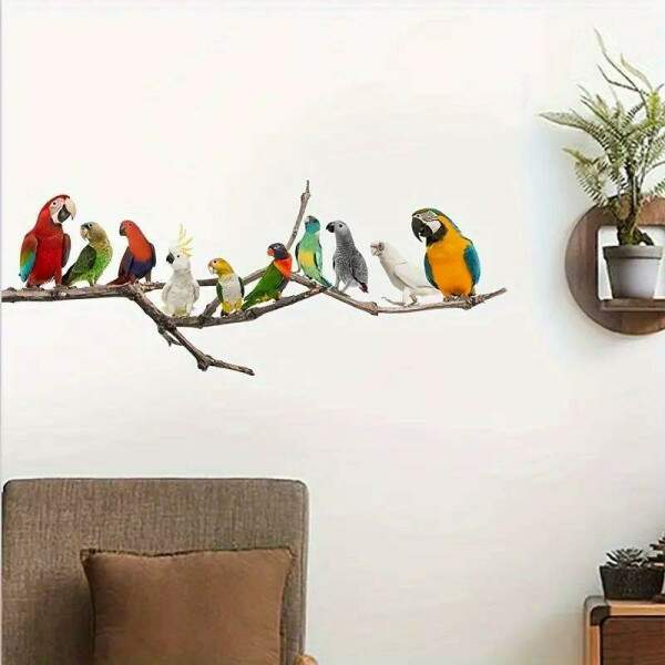 Adesivo de Parede Natureza Pssaros em Galho