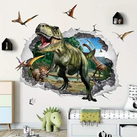 Adesivo de Parede 3D Dinossauros Aventurosos
