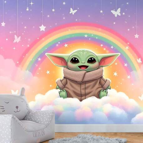 Papel de Parede Baby Yoda Arco ris MP