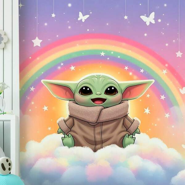 Papel de Parede Baby Yoda Arco ris MP