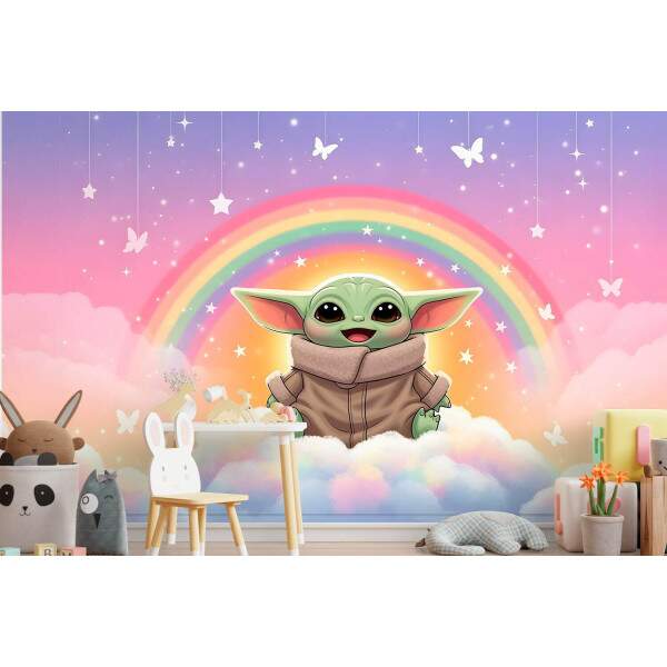 Papel de Parede Baby Yoda Arco ris MP