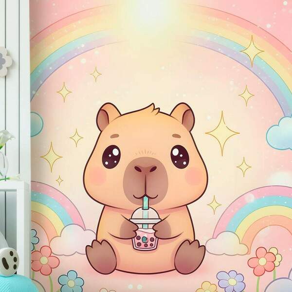 Papel de Parede Capivada Baby Arco ris MP