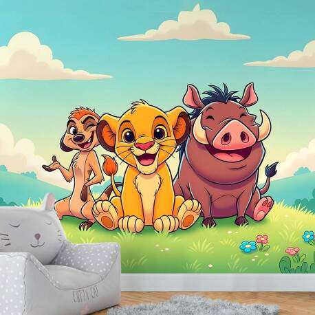 Papel de Parede Rei Leo Timo e Pumba Baby MP