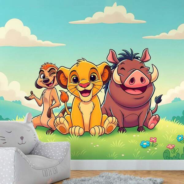 Papel de Parede Rei Leo Timo e Pumba Baby MP