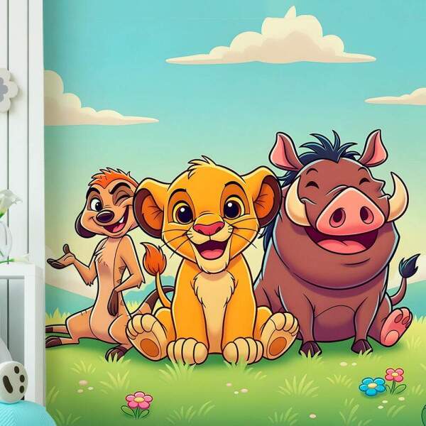 Papel de Parede Rei Leo Timo e Pumba Baby MP