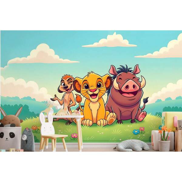 Papel de Parede Rei Leo Timo e Pumba Baby MP