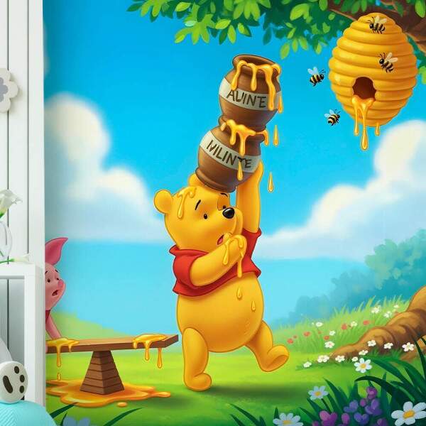 Papel de Parede Ursinho Pooh e Leito Pegando Mel MP