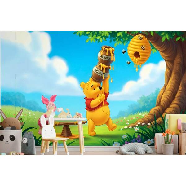 Papel de Parede Ursinho Pooh e Leito Pegando Mel MP