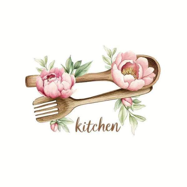Adesivo de Parede Cozinha Talheres com Flores