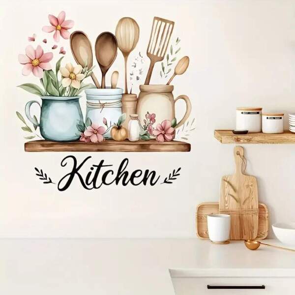 Adesivo de Parede Cozinha Talheres Elegantes