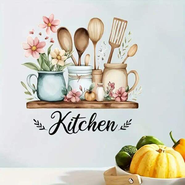 Adesivo de Parede Cozinha Talheres Elegantes
