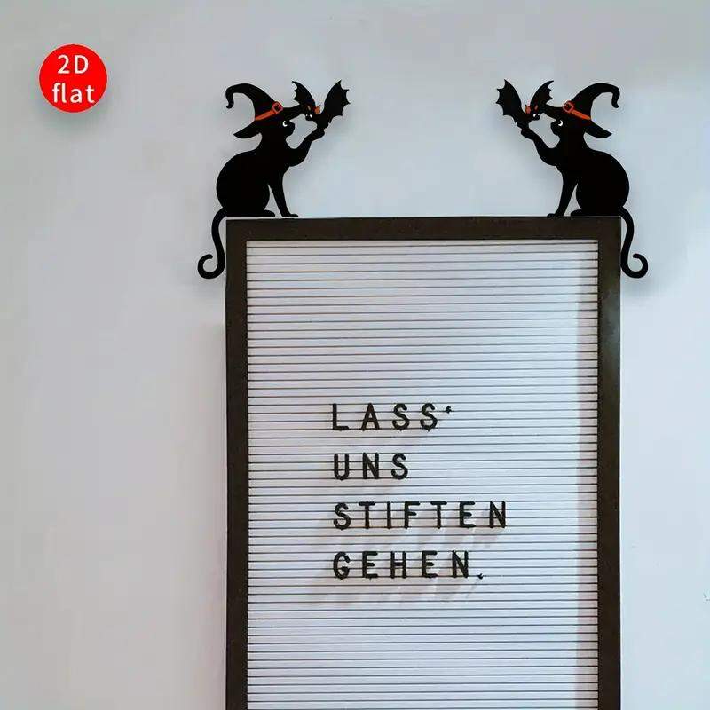 Placa Decorativa de MDF Halloween - Gato e Morcego