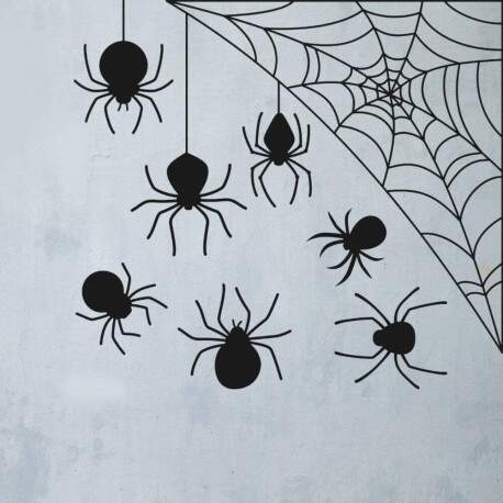 Adesivo de Parede Halloween Aranhas e Teias