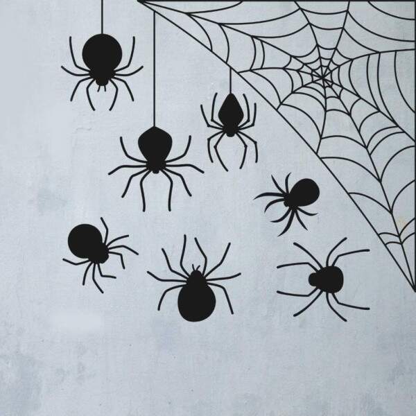 Adesivo de Parede Halloween Aranhas e Teias