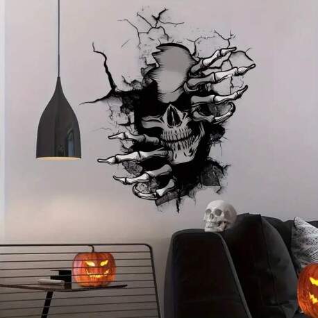 Adesivo de Parede Halloween Caveira Chocante