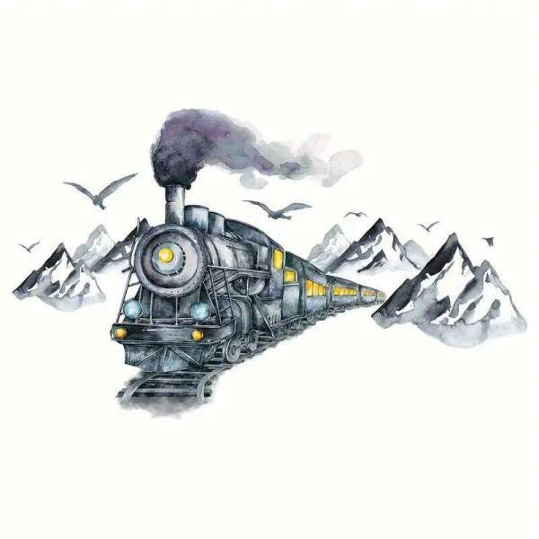 Adesivo de Parede Retr Vintage Locomotiva Montanha
