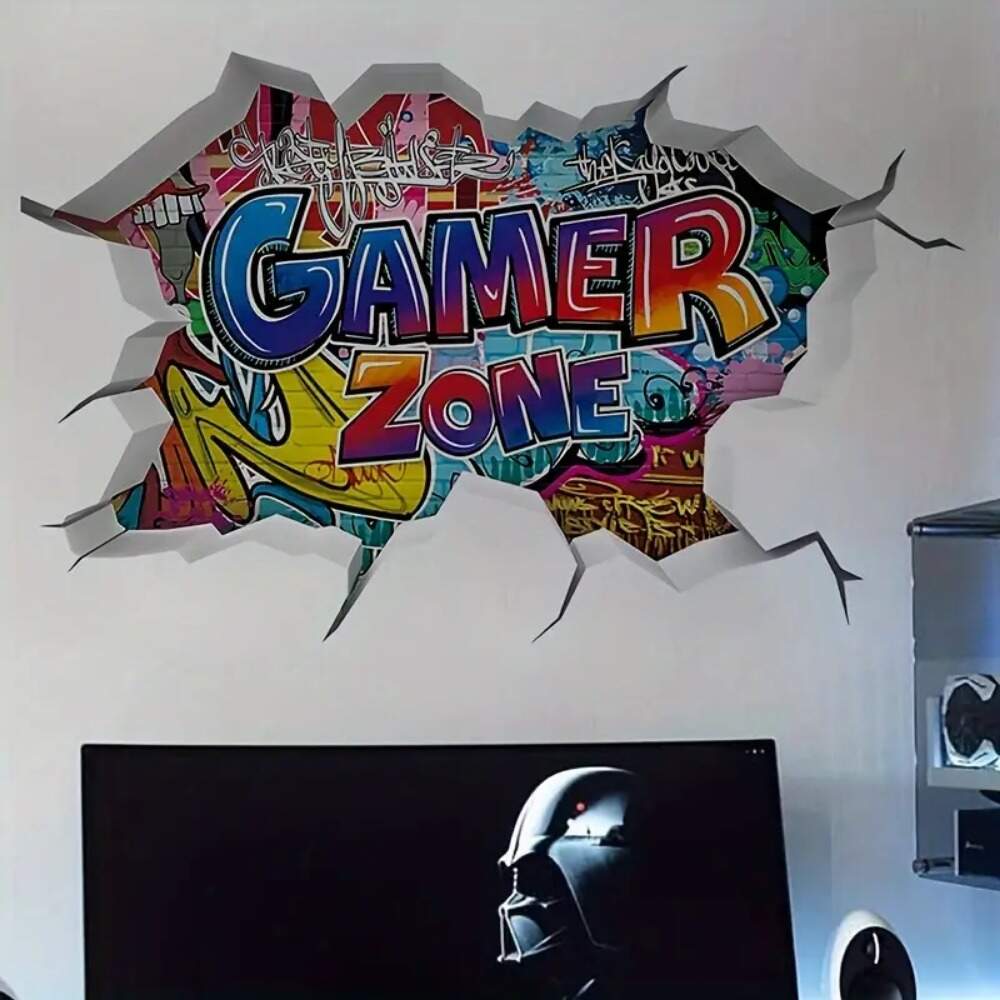 Adesivo de Parede Gamer Zone para Quarto e Sala de Jogos