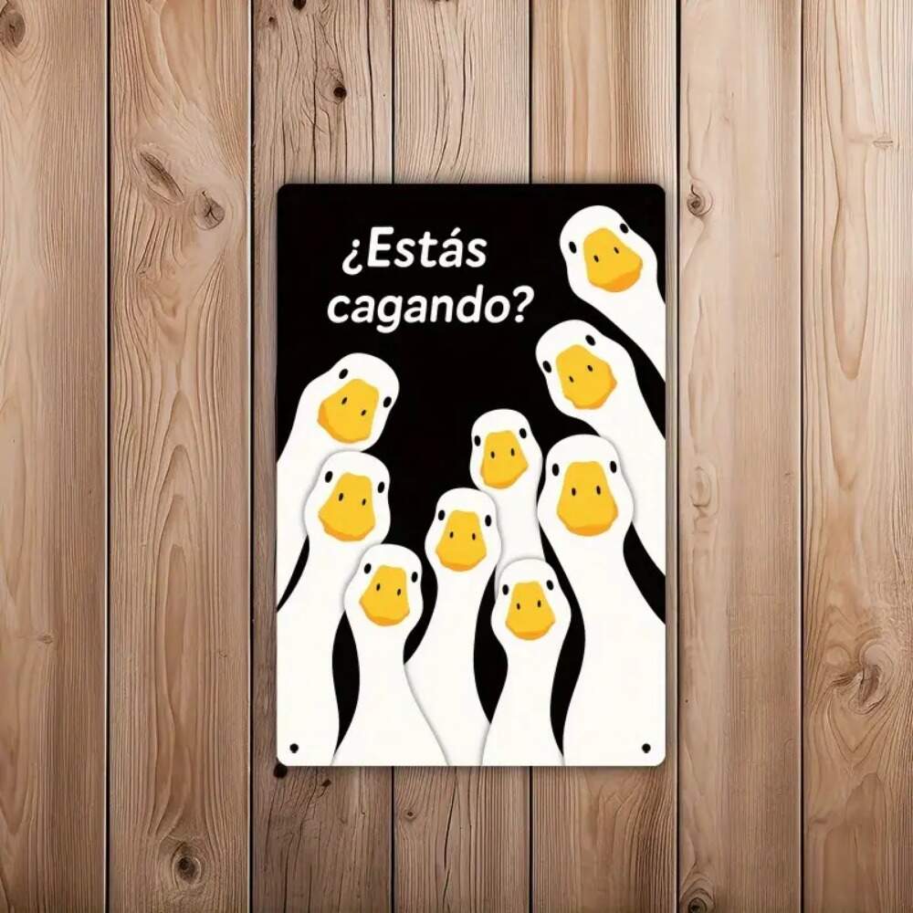 Placa Decorativa de Banheiro Gansos Cmicos