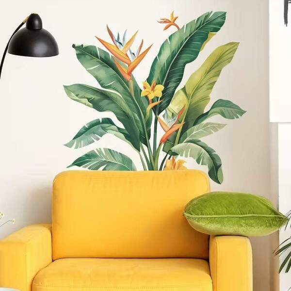 Adesivo de Parede Tropical de Folhagens Coloridas