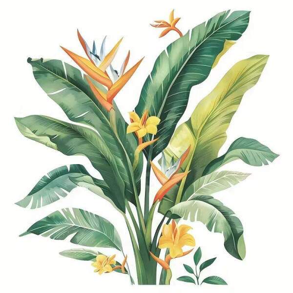 Adesivo de Parede Tropical de Folhagens Coloridas
