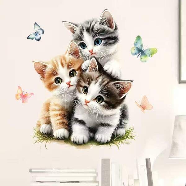 Adesivo de Parede Gatinhos Fofinhos Encantadores