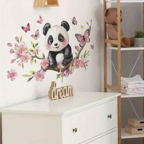 Adesivo de Parede Pandinha no Galho Floral