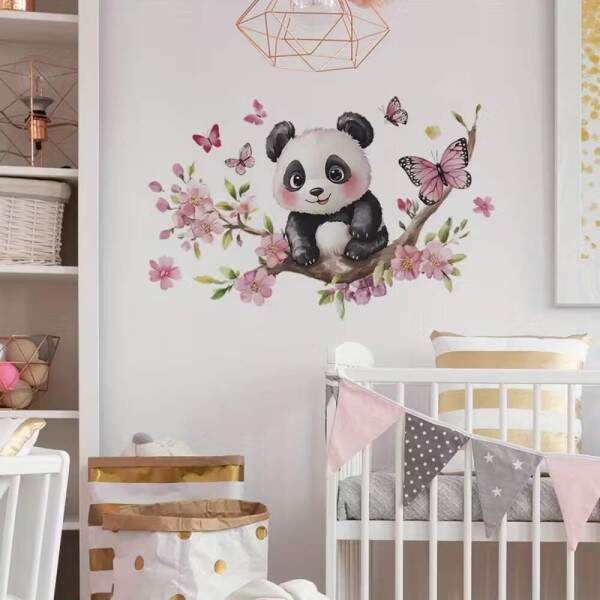 Adesivo de Parede Pandinha no Galho Floral