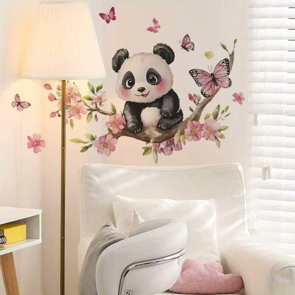 Adesivo de Parede Pandinha no Galho Floral
