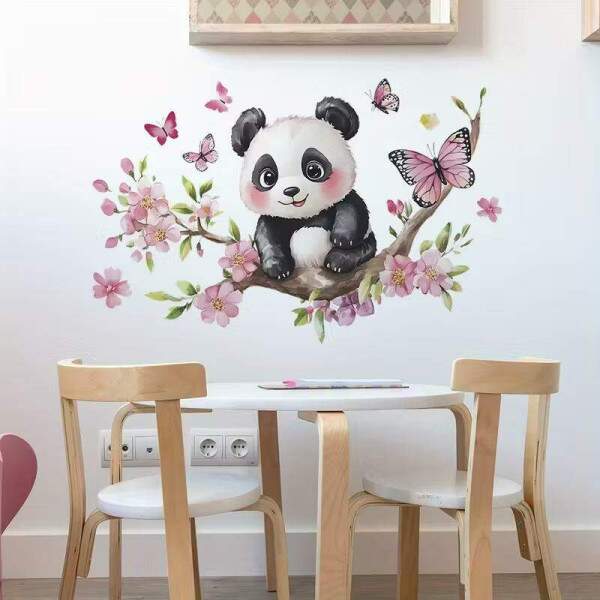 Adesivo de Parede Pandinha no Galho Floral