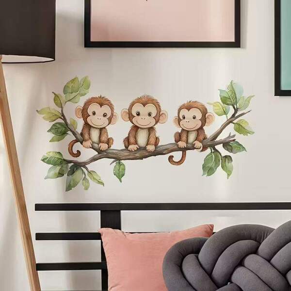 Adesivo de Parede Macaquinho Sorridente na Selva