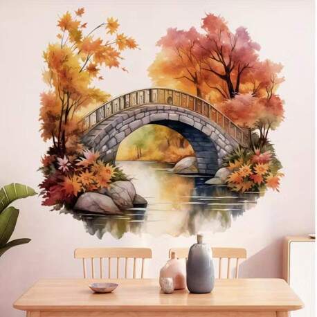 Adesivo de Parede Floral Outonal com Ponte