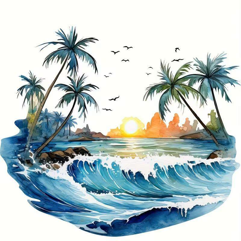 Adesivo para Vaso Acoplado Tropical Coqueiros