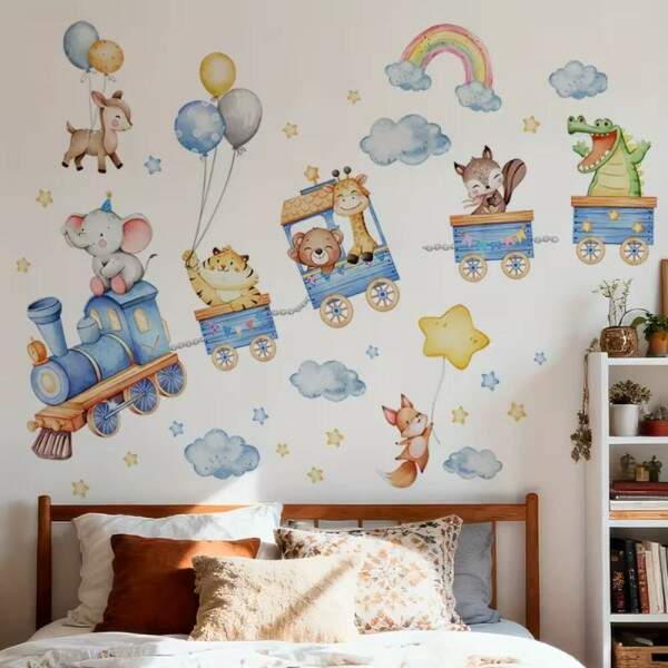 Adesivo de Parede Infantil Trenzinho dos Animais