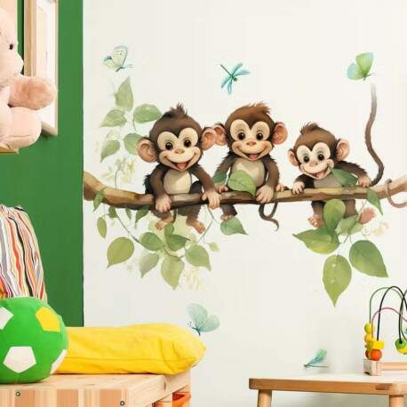 Adesivo de Parede Macaquinho Irmos na Selva