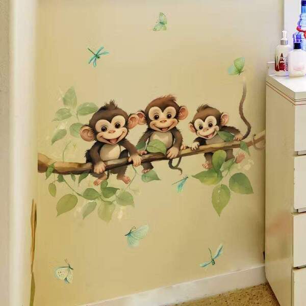 Adesivo de Parede Macaquinho Irmos na Selva