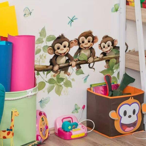 Adesivo de Parede Macaquinho Irmos na Selva