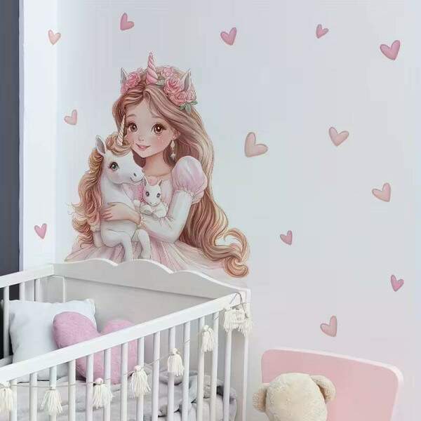 Adesivo de Parede Princesa e Unicrnio Encantado