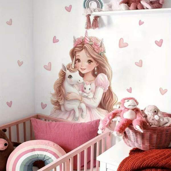 Adesivo de Parede Princesa e Unicrnio Encantado