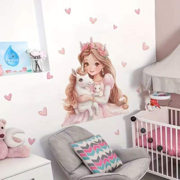 Adesivo de Parede Princesa e Unicrnio Encantado