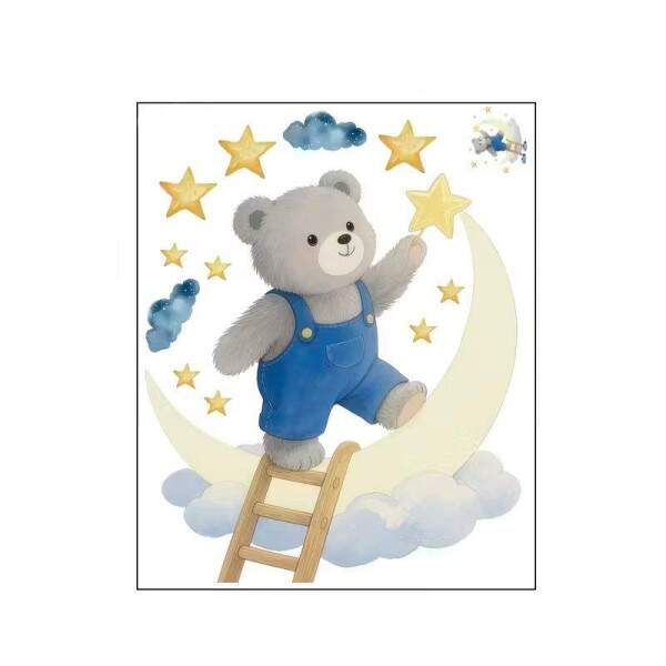 Adesivo de Parede Ursinho Mgico com Estrelas
