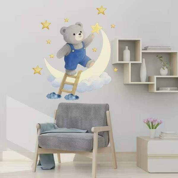 Adesivo de Parede Ursinho Mgico com Estrelas