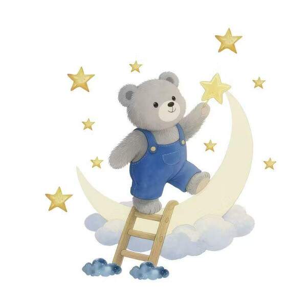 Adesivo de Parede Ursinho Mgico com Estrelas