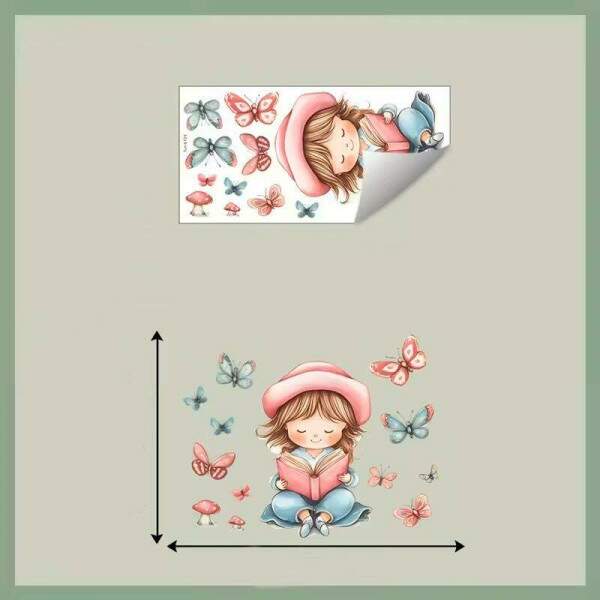 Adesivo de Parede Infantil Menina Lendo